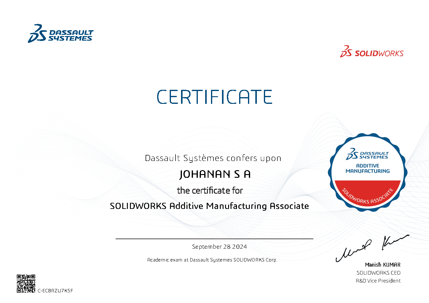 CSWA - Additive Manufacturing Associate